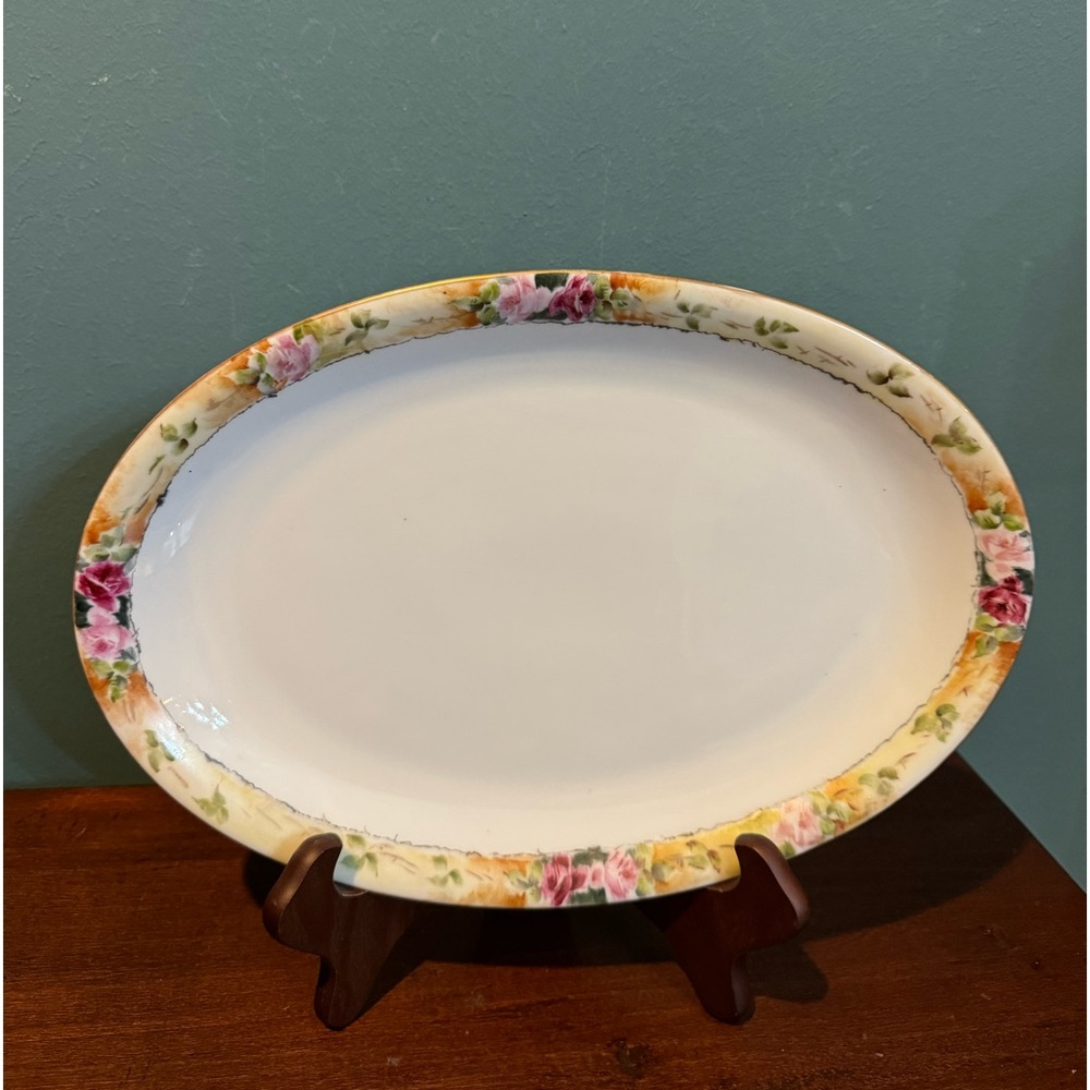 KPM Germany Hand Painted Floral Platter - 13”